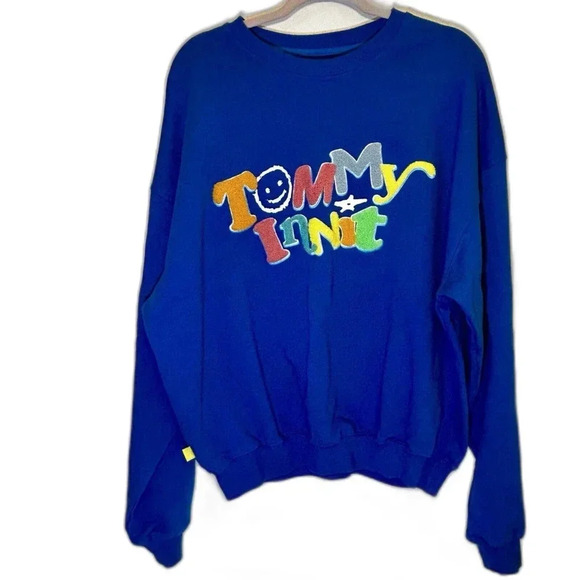 Tommyinnit Other - Tommyinnit Sweatshirt Mens  Large Blue Logo Limited Edition Casual Pullover